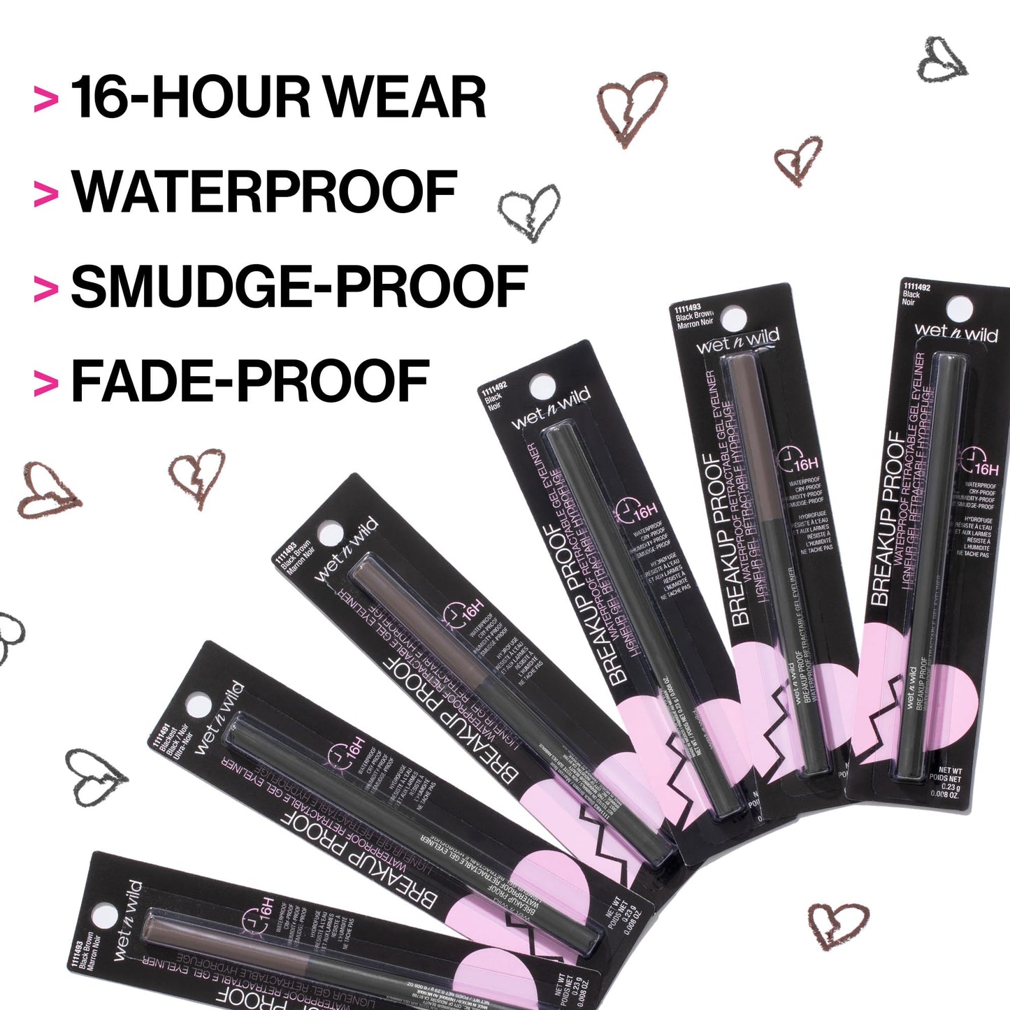 wet n wild Mega Last Breakup Proof Retractable Eyeliner - Ultra-Fine Brush, Waterproof,16-Hour Long-Lasting Wear - Cruelty-Free & Vegan - Black Beauty & Personal Care wet n wild