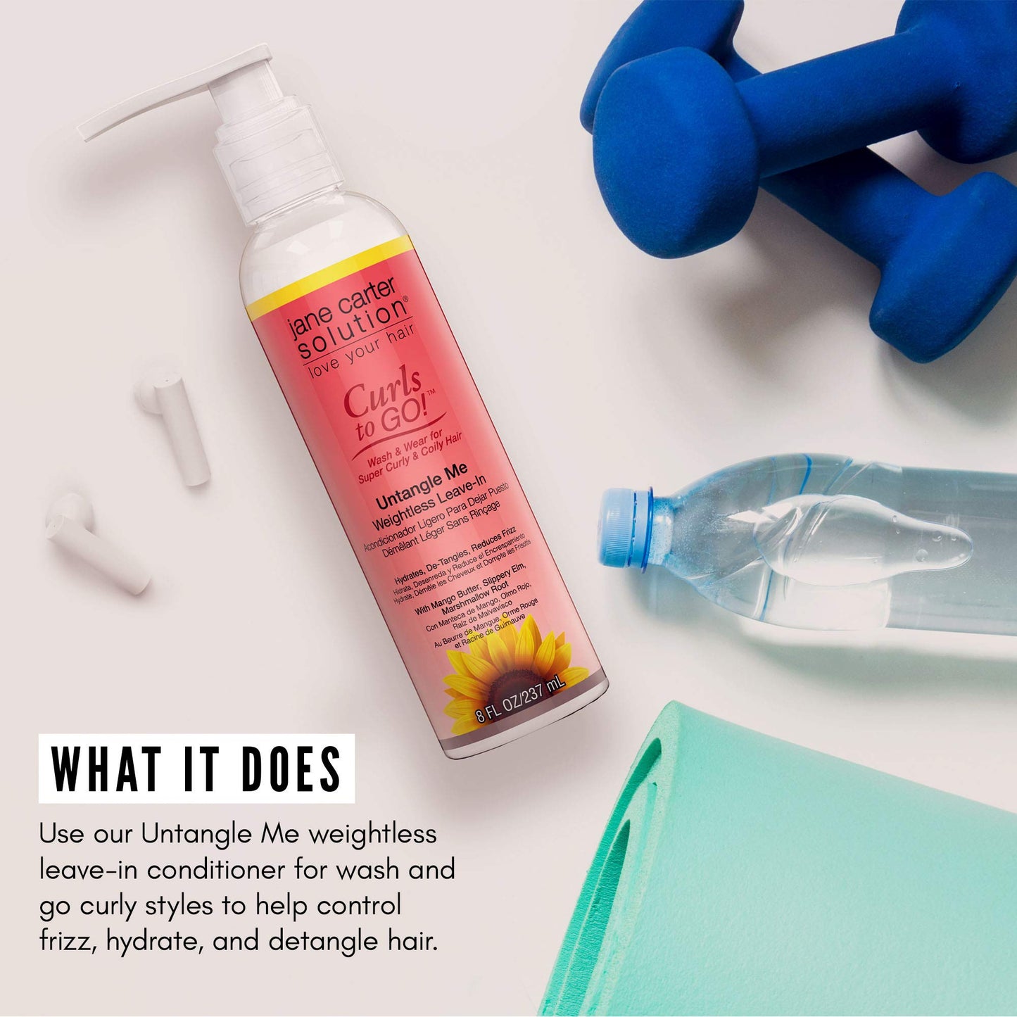 JANE CARTER SOLUTION Curls to Go Untangle Me Weightless Leave-In Conditioner (8oz) - Nourishing, Moisturizing, No Buildup Beauty & Personal Care Jane Carter Solution