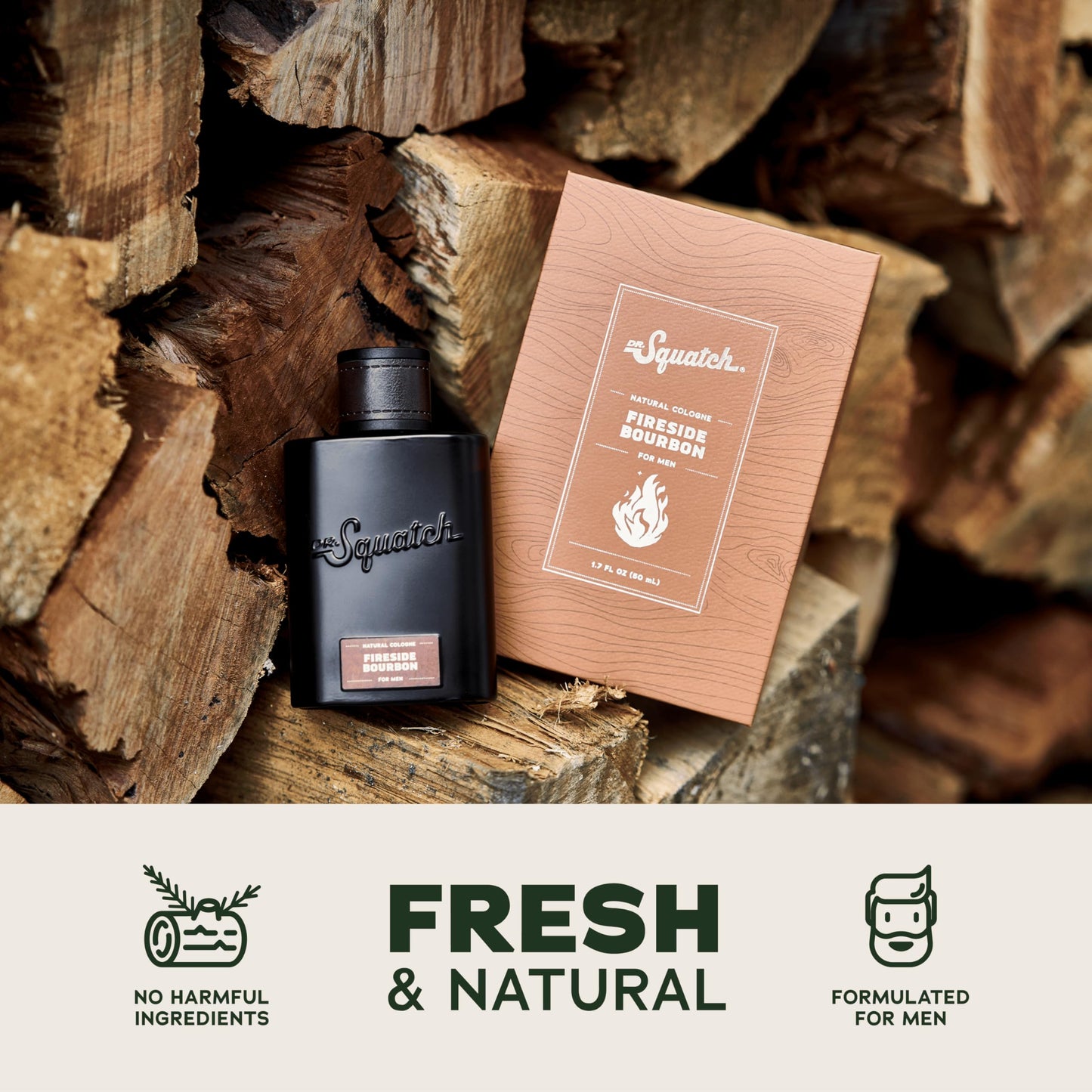 Dr. Squatch Natural Cologne for Men - Scent-Lock Technology and Sustainably-Sourced Ingredients - Fireside Bourbon Cologne (1.7 fl oz) Beauty & Personal Care Dr. Squatch