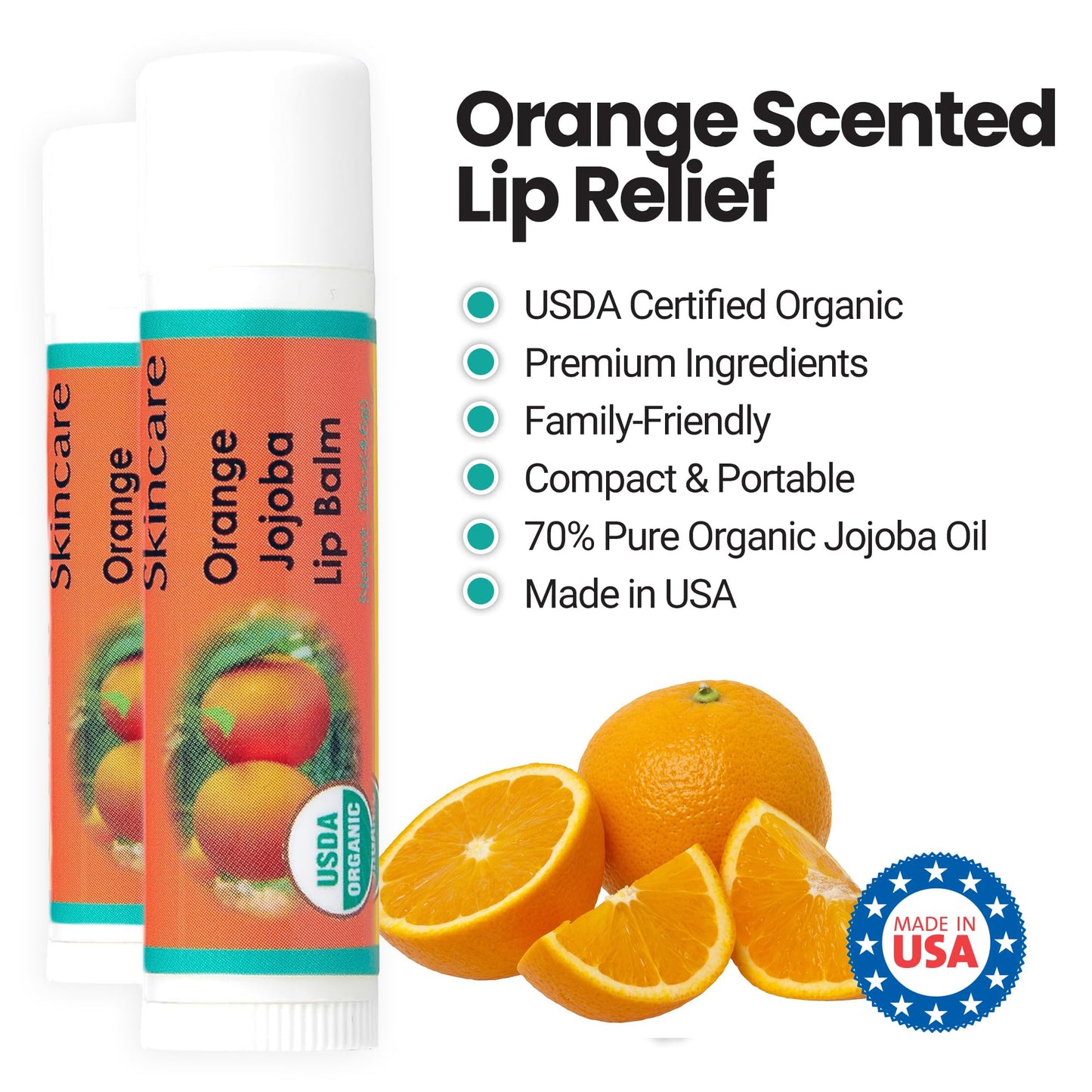 Desert Oasis Skincare | USDA Organic Orange Lip Balm - 70% Jojoba Oil with Beeswax - Natural Orange Essential Oil - Nourishes & Softens Dry Lips Beauty & Personal Care Desert Oasis Skincare