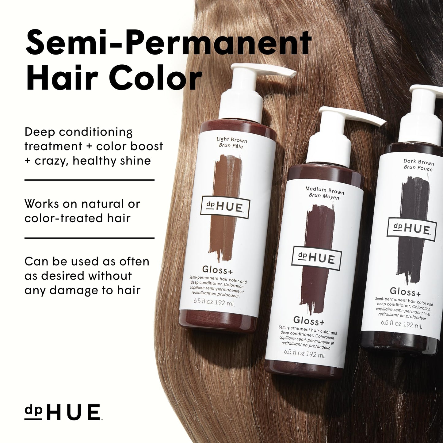dpHUE Gloss+, Cool Medium Brown - Boosts Fading & Faded Hair Color - 8-12 Applications per Bottle - Lasts Up to 8 Washes Beauty & Personal Care dpHUE