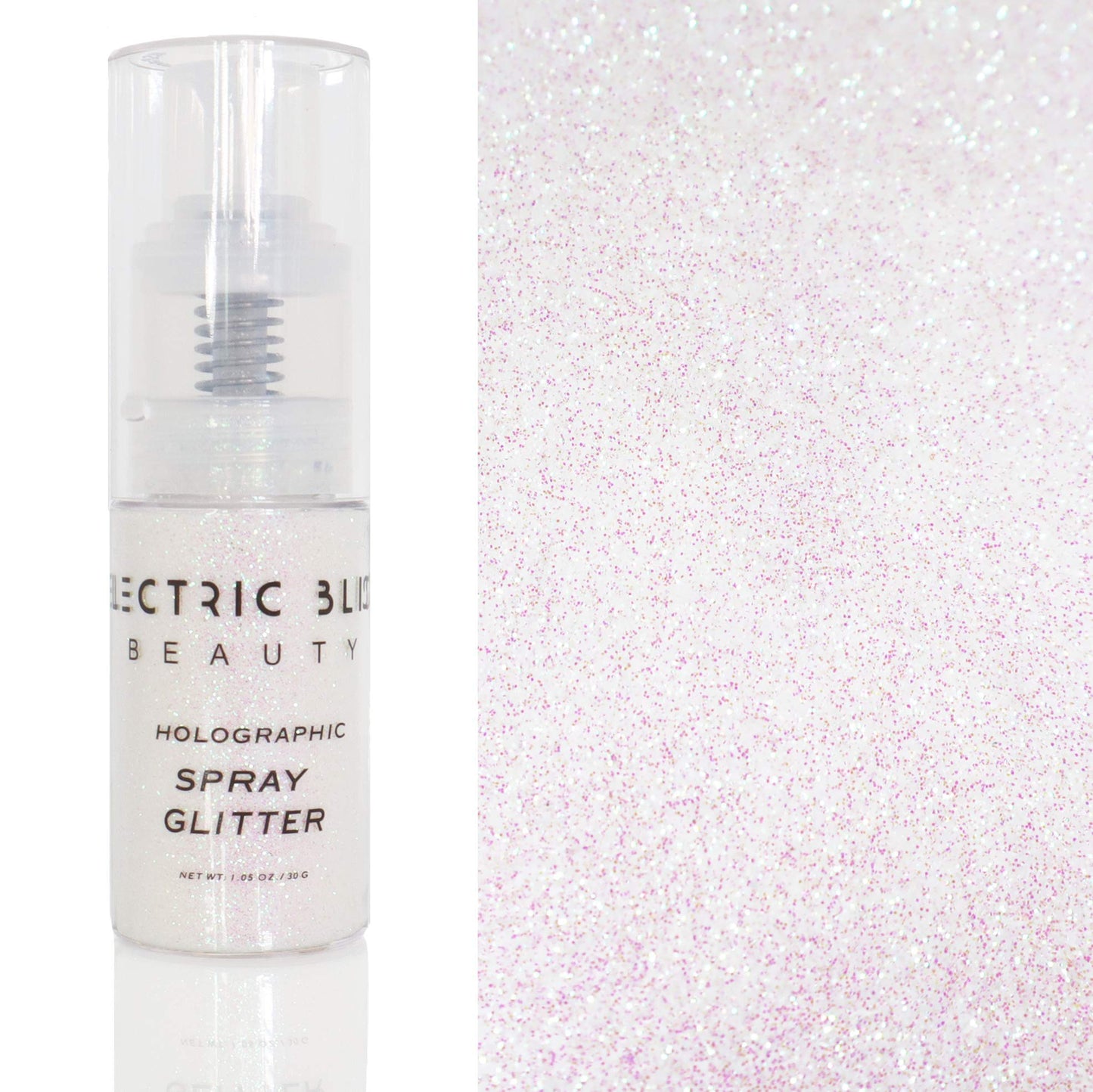 Iridescent White Glitter Spray - 30g Loose, Face, Hair, Eye & Body Glitter for Women - Rave & Festival Accessory - Cosmetic Makeup Beauty & Personal Care Electric Bliss Beauty