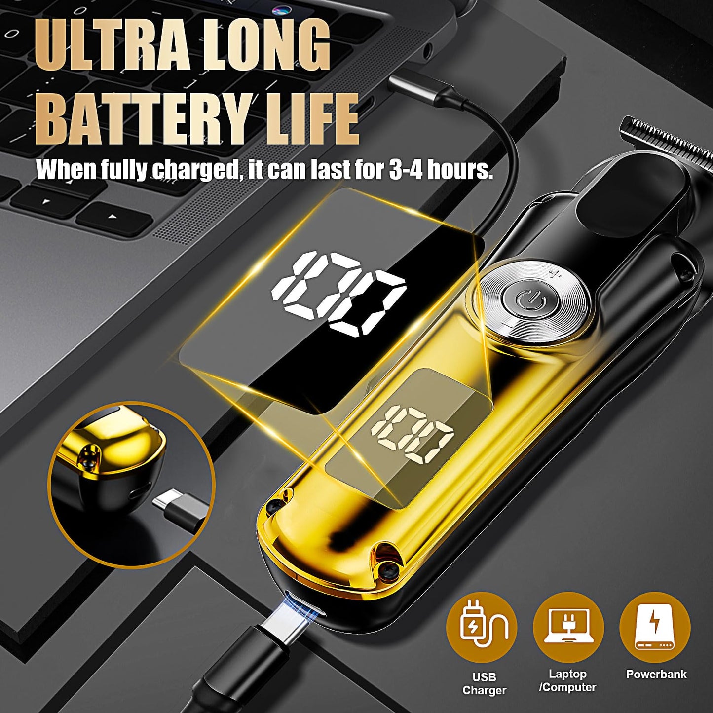 6-in-1 Hair Clipper Beard Trimmer for Men, IPX6 Waterproof Electric Shaver Razor&Cordless Hair Clipper Grooming Kit Hair Trimmer for Nose, Body, Face Beauty and Personal Care Gzbdz
