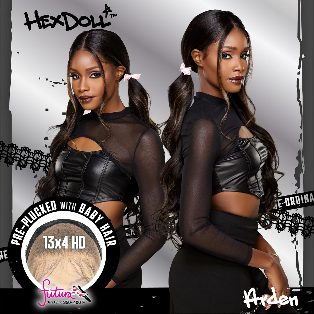 Sensationnel Hexdoll 13x4 LaceWig-Arden, 1 JETBLACK