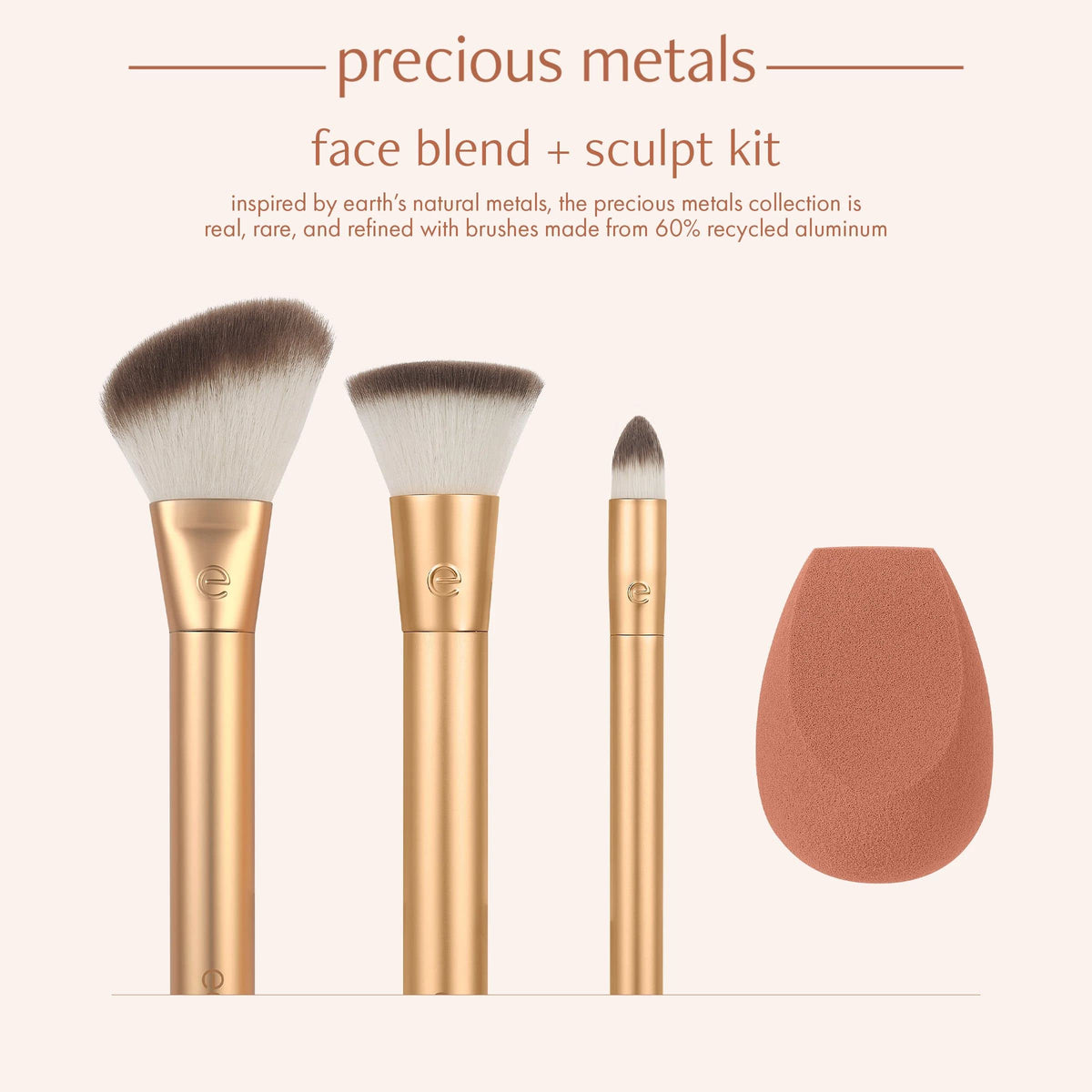 EcoTools Precious Metals Face Blend & Sculpt Makeup Brush Set, 4-Piece