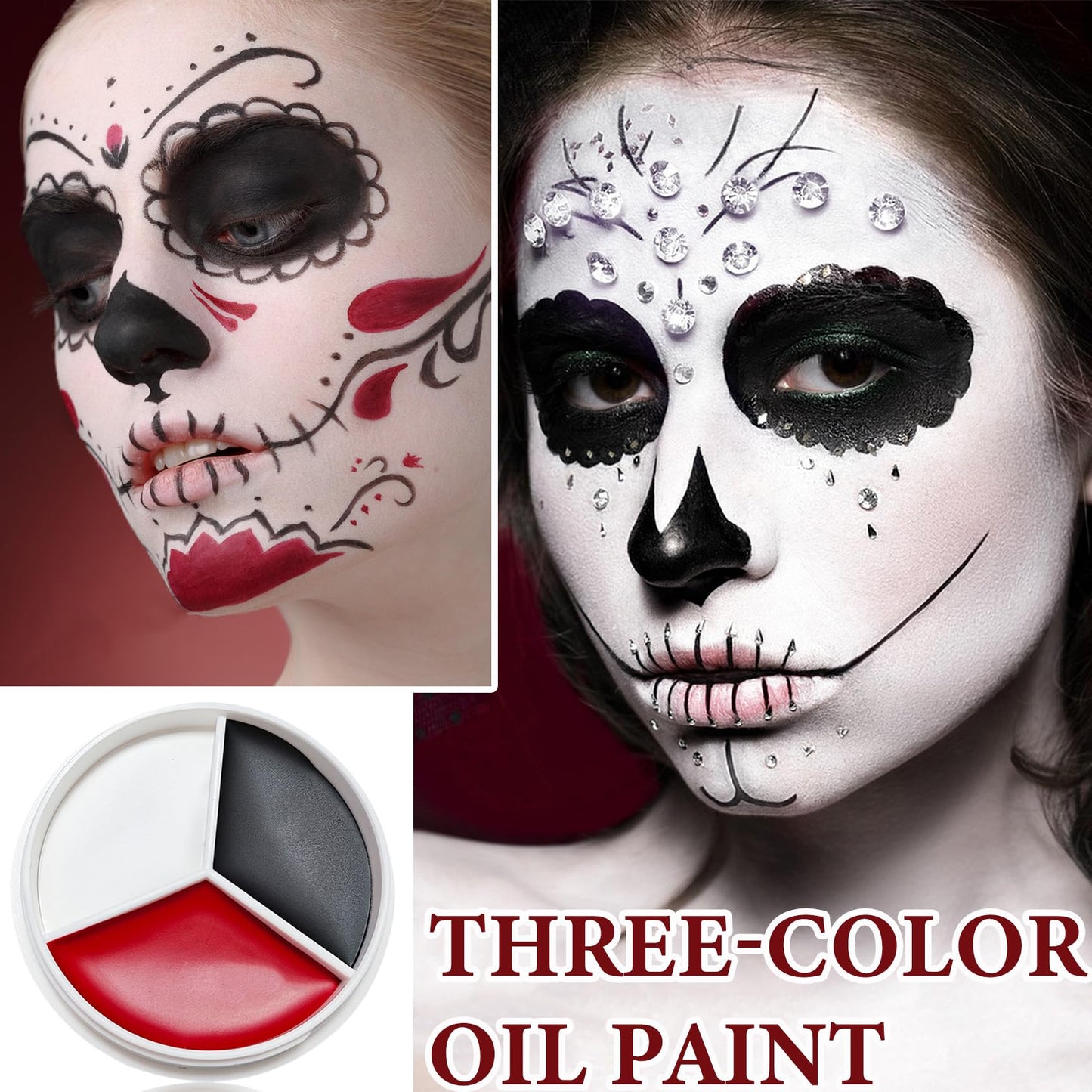 WENJLYJ Clown Black White Red Face Body Paint Makeup,Waterproof Halloween Face Paint Professional Joker Black White Red Clown Wheel for Cosplay Halloween Beauty & Personal Care WENJLYJ