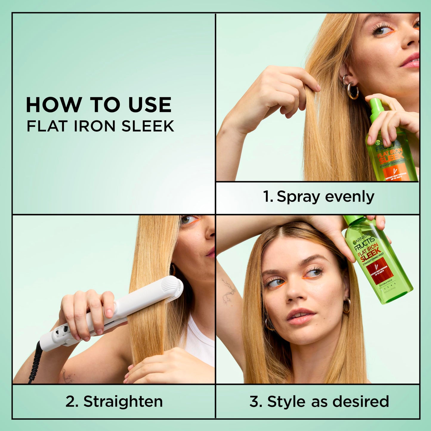 Garnier Fructis Style Flat Iron Perfector Straightening Mist for Heat Protection, Argan Oil, 6.0 Fl Oz, 3 Count (Packaging May Vary) Beauty & Personal Care Garnier