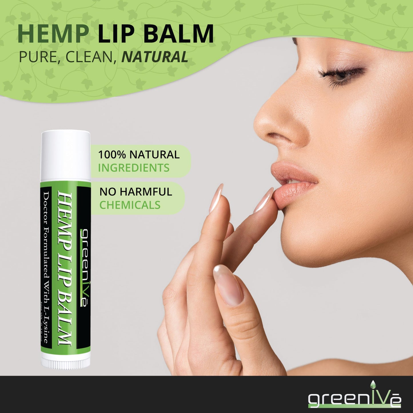 GreenIVe Hemp Lip Balm Vegan Hemp Seed Oil Omegas 3 6 Vitamin E L-Lysine Hydrating Handcrafted Natural Lip Care Chap Stick Moisturizing Balm for Dry Beauty and Personal Care GreenIVe