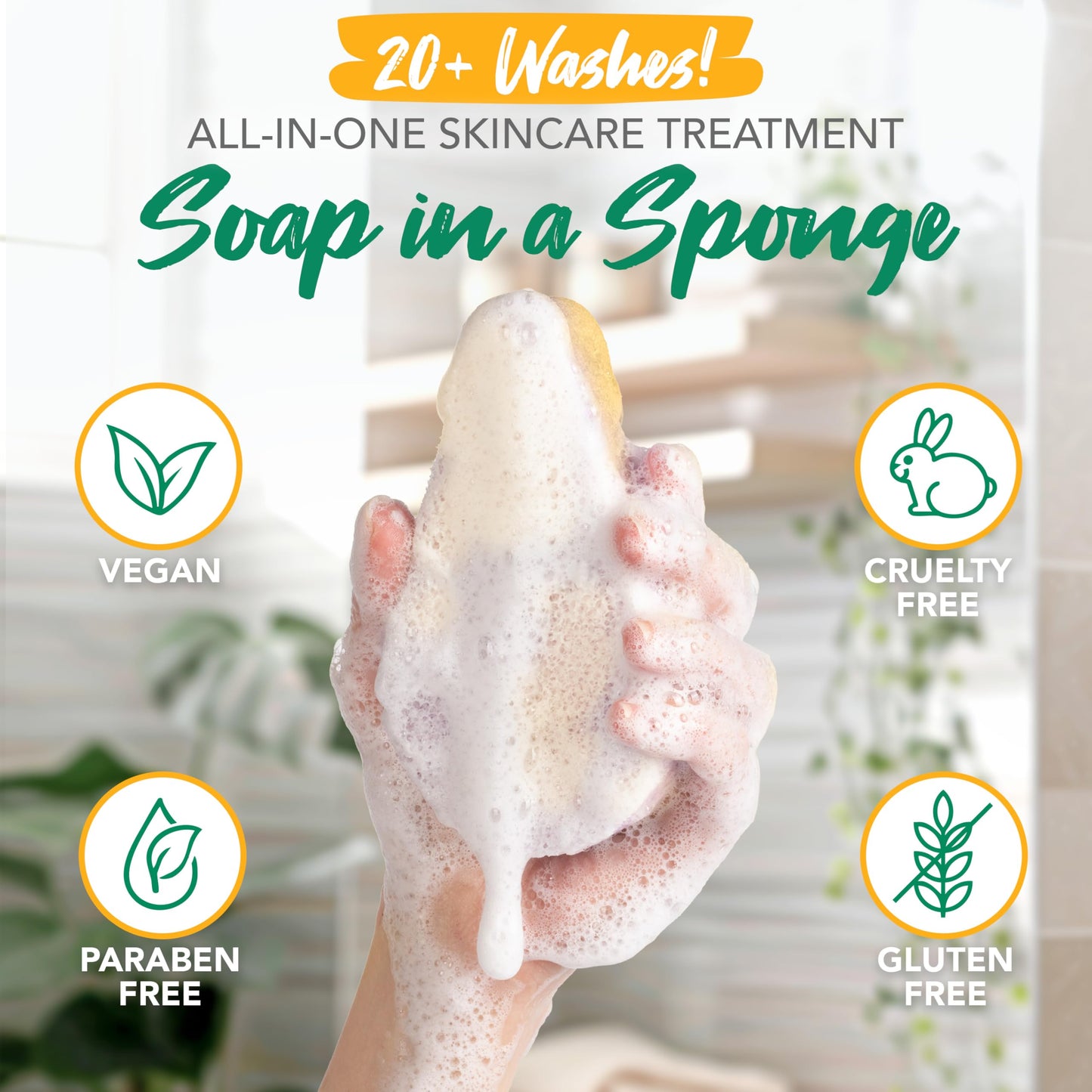 Spongeables Anti Cellulite Body Wash in a 20+ Wash Sponge, Citrus, 1 Count Beauty and Personal Care Spongeables