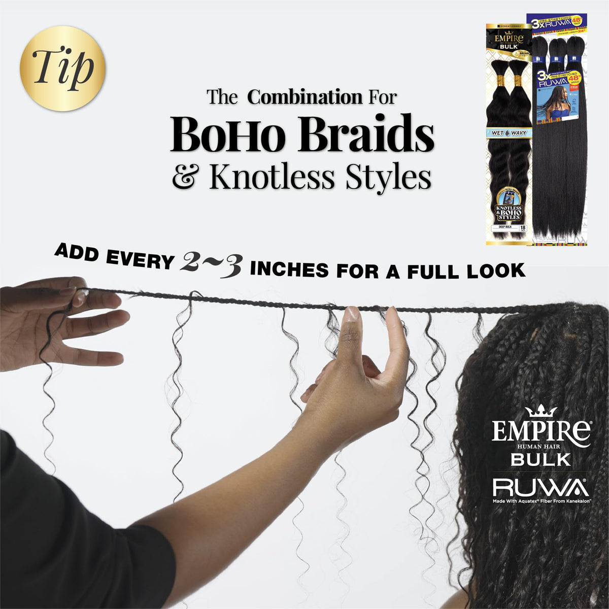 Sensationnel Empire Bulk Braiding-Wet and Wavy Deep,1pk 18in, 1B OFFBLACK