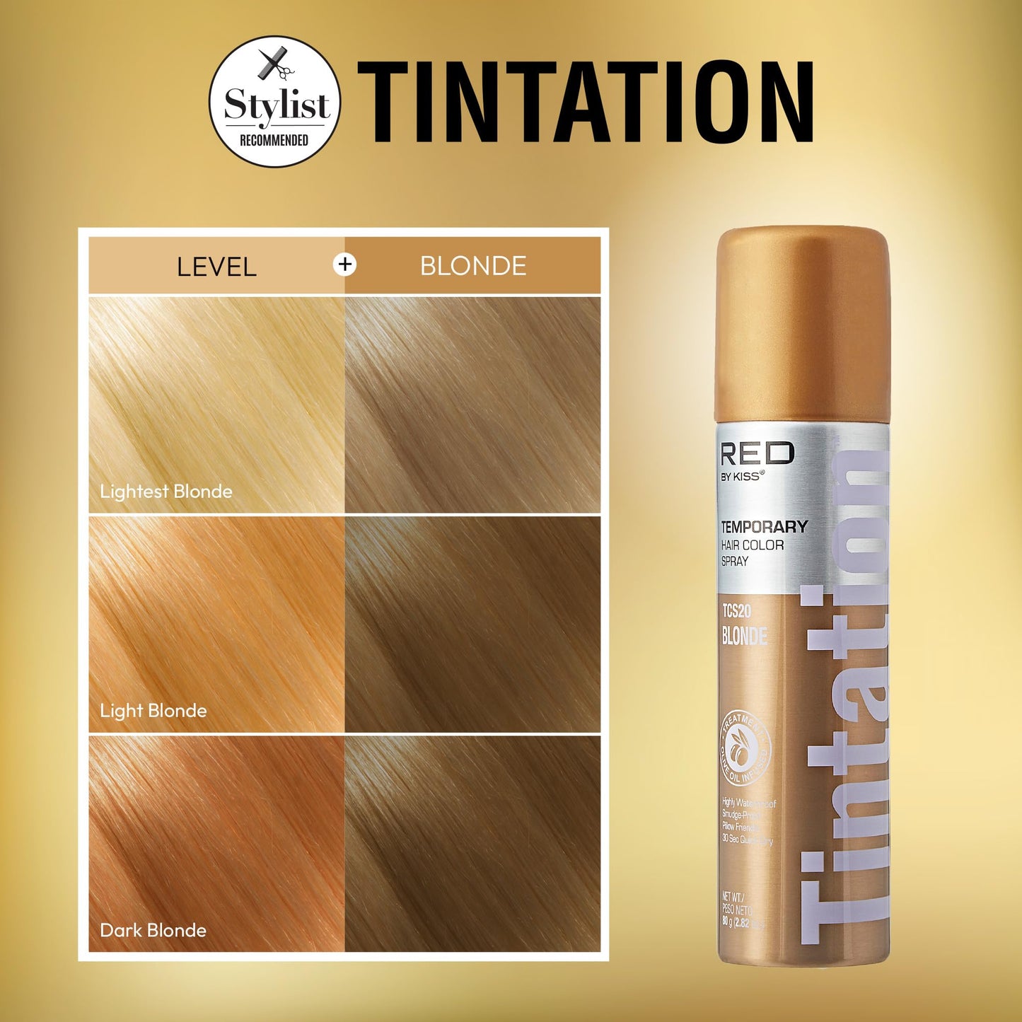 Red by Kiss Tintation Temporary Hair Color Spray, Instant Gray Root Touch Up Coverage, Water-Resistant & Smudge-Proof, Easy Wash Out, Barber Beauty & Personal Care Red by Kiss