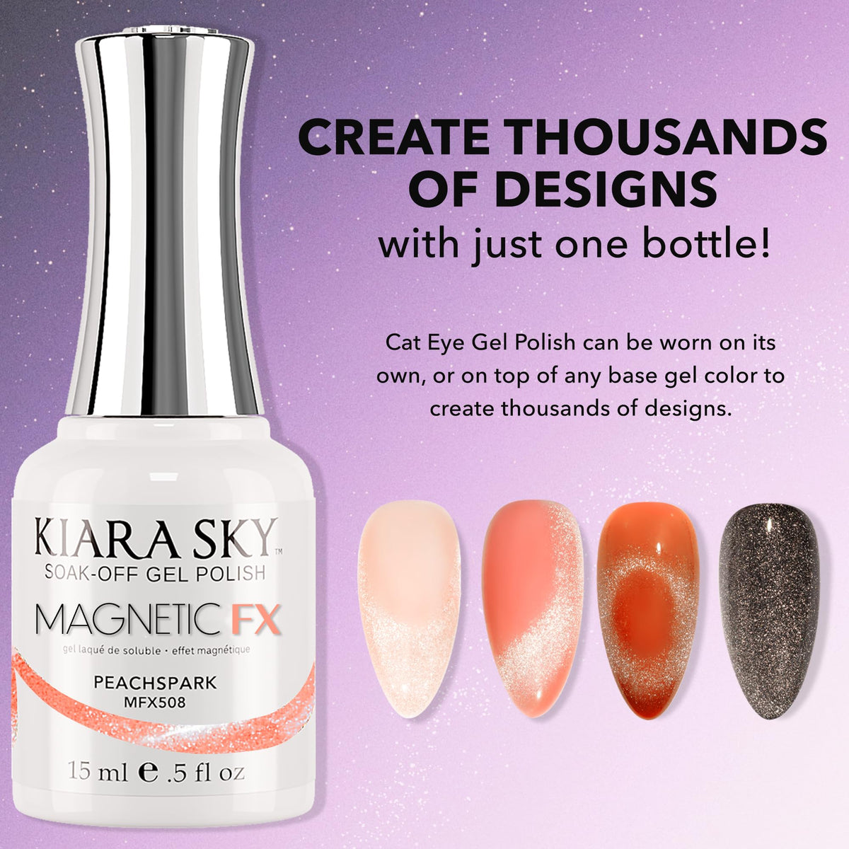 KIARA SKY Cat Eye Gel Nail Polish 15ml | Peach Nude Champagne Beige Magnetic FX Gel Polish Soak Off | UV LED Nail Lamp | Metallic Velvet Cat Eye