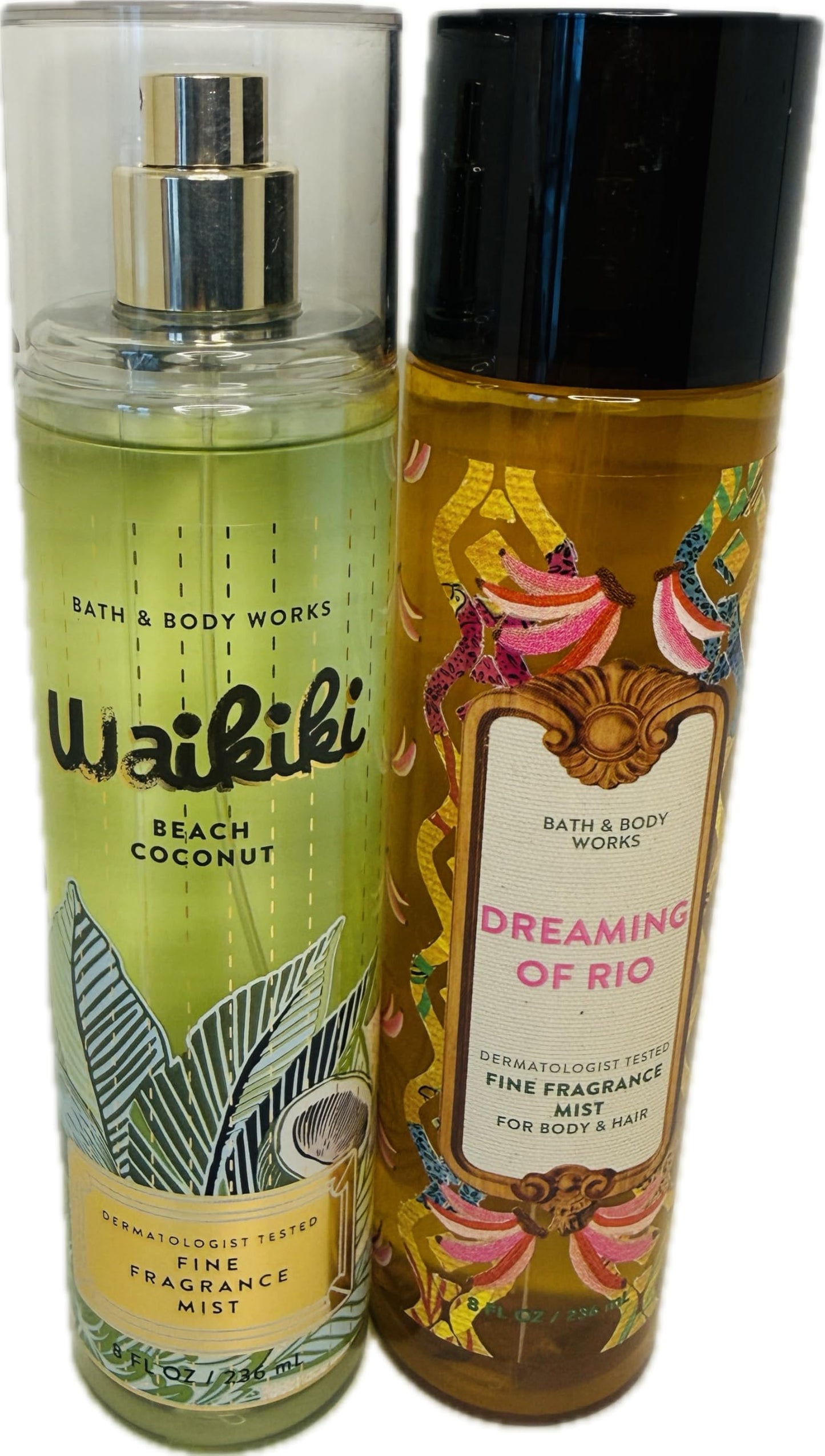 Bath & Body Works Fine Fragrance Mist Set of 2 - Waikiki Beach Coconut & Dreaming of Rio - Tropical Coconut Body Spray Bundle Beauty & Personal Care Bath & Body Works