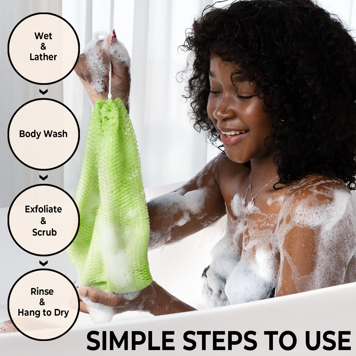 African Net Sponge Authentic - Afro Scrub Exfoliating Net Sponge with Knots - African Bath Sponges for Body Scrubber Exfoliator - Back Scrubber Beauty and Personal Care MINISENTIALS
