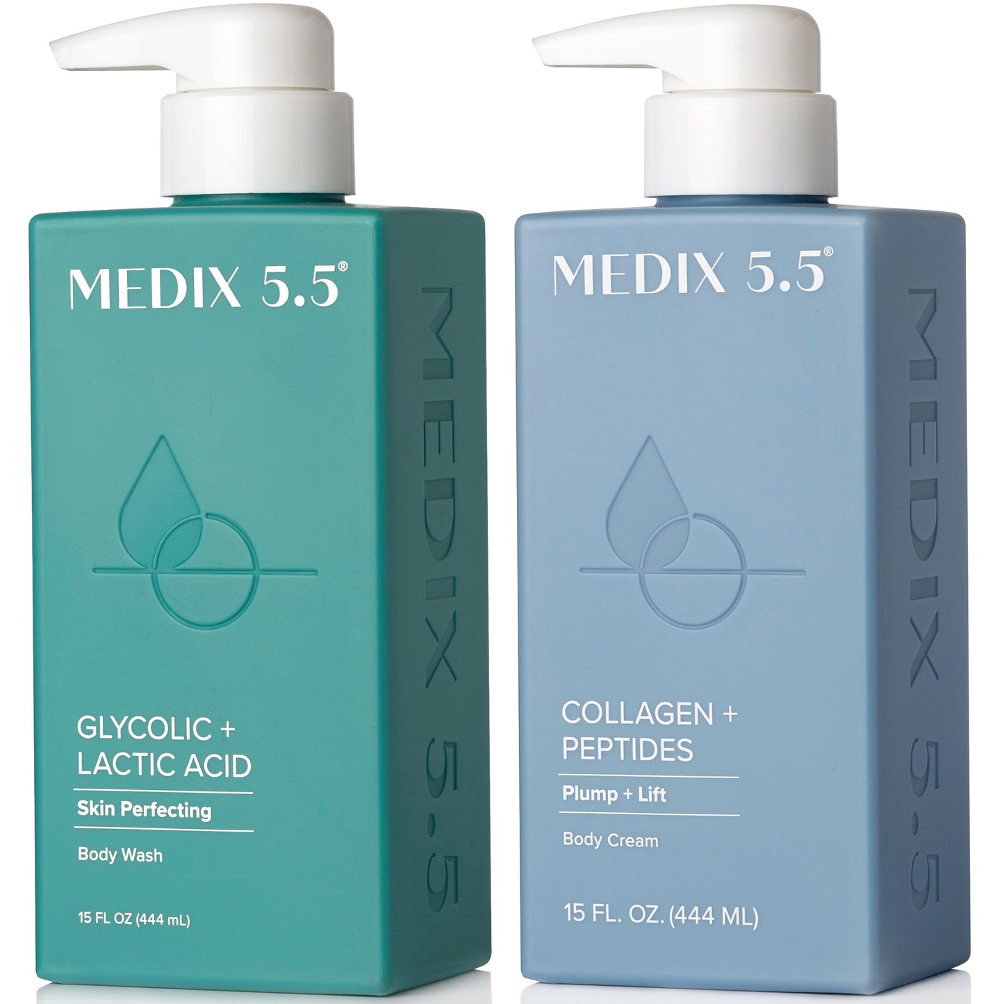 MEDIX 5.5 Exfoliating AHA Glycolic Acid Face & Body Wash Cleanser + Collagen Moisturizing Body Cream Lotion Skin Care 2PC Set | Alpha Hydroxy Acid Beauty & Personal Care Medix 5.5