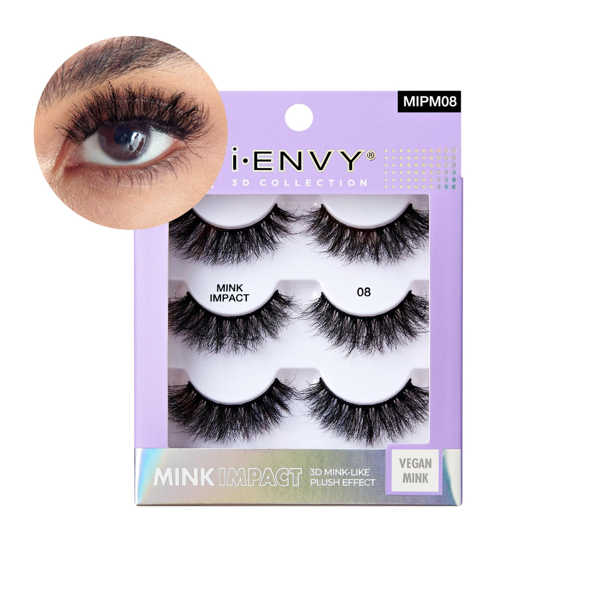 I-Envy 3-in-1 MinkImpact Multipack, 100% 3D Mink-Like Vegan Lashes, Soft, Natural, Fluffy & Lush, Clear Undetectable Band, Lightweight & Comfortable