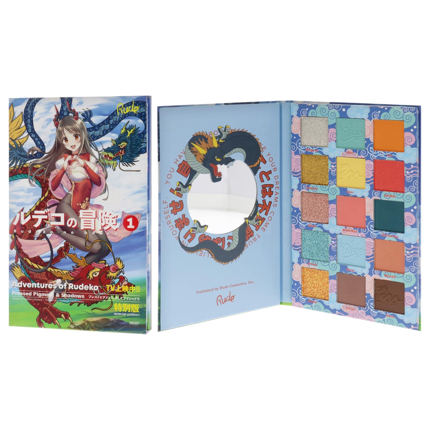 Rude Cosmetics Manga Collection Pressed Pigments and Shadows Palette - Adventures of Rudeko for Women - 0.77 oz Eye Shadow Beauty & Personal Care RUDE