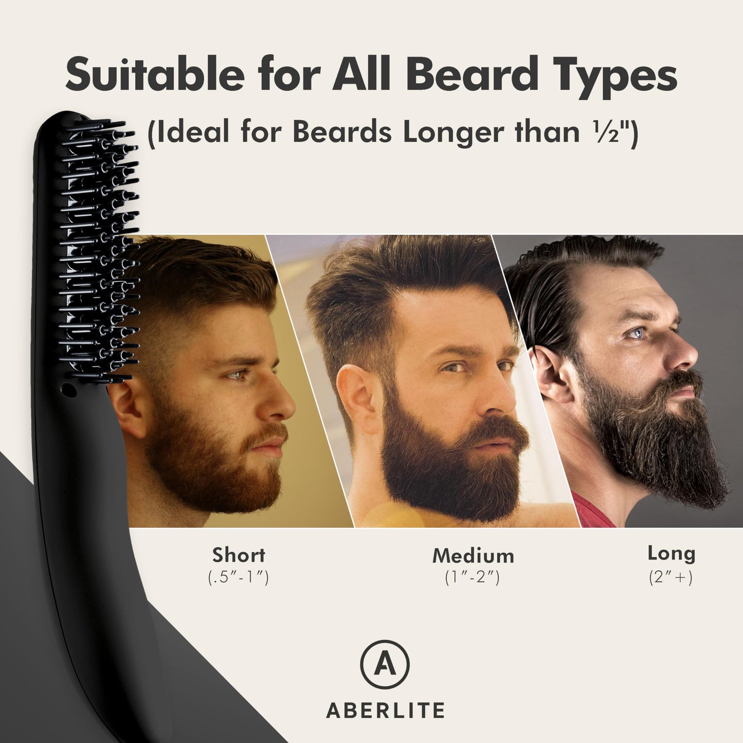 Aberlite EDC - Men's Professional Heated Beard Straightening Brush and Grooming Tool (for 0.5 inch plus Beards) (Black) Beauty & Personal Care Aberlite