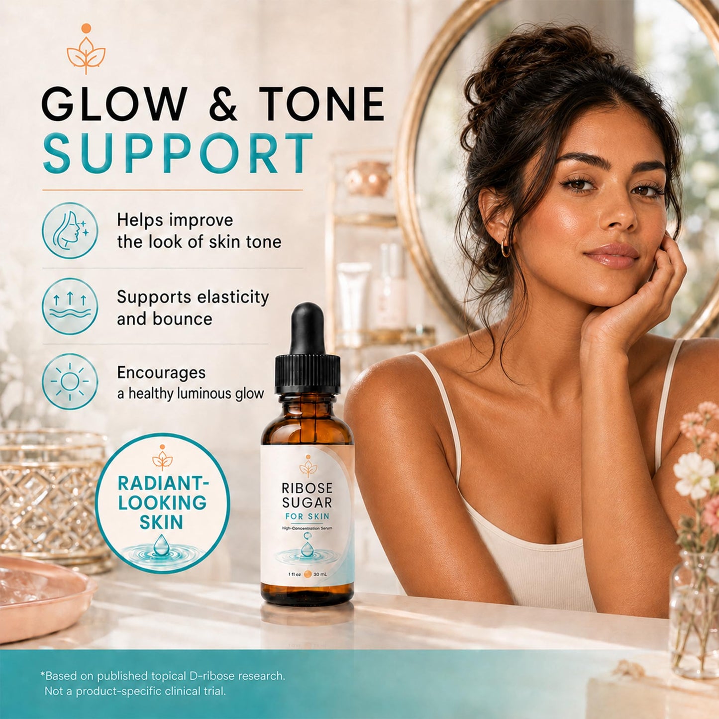 D-Ribose Sugar For Skin Serum - Ribose Sugar for Skin - Face Serum - Skin Serum - Glow Serum - Ribose Face Serum - 1 fl oz - Unscented Beauty & Personal Care Laré Naturals