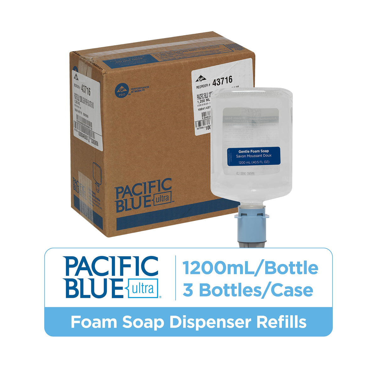 Pacific Blue Ultra Gentle Foam Hand Soap Refill (43716), Compatible Only With Pacific Blue Ultra Automated Touchless Dispenser, Dye and Fragrance