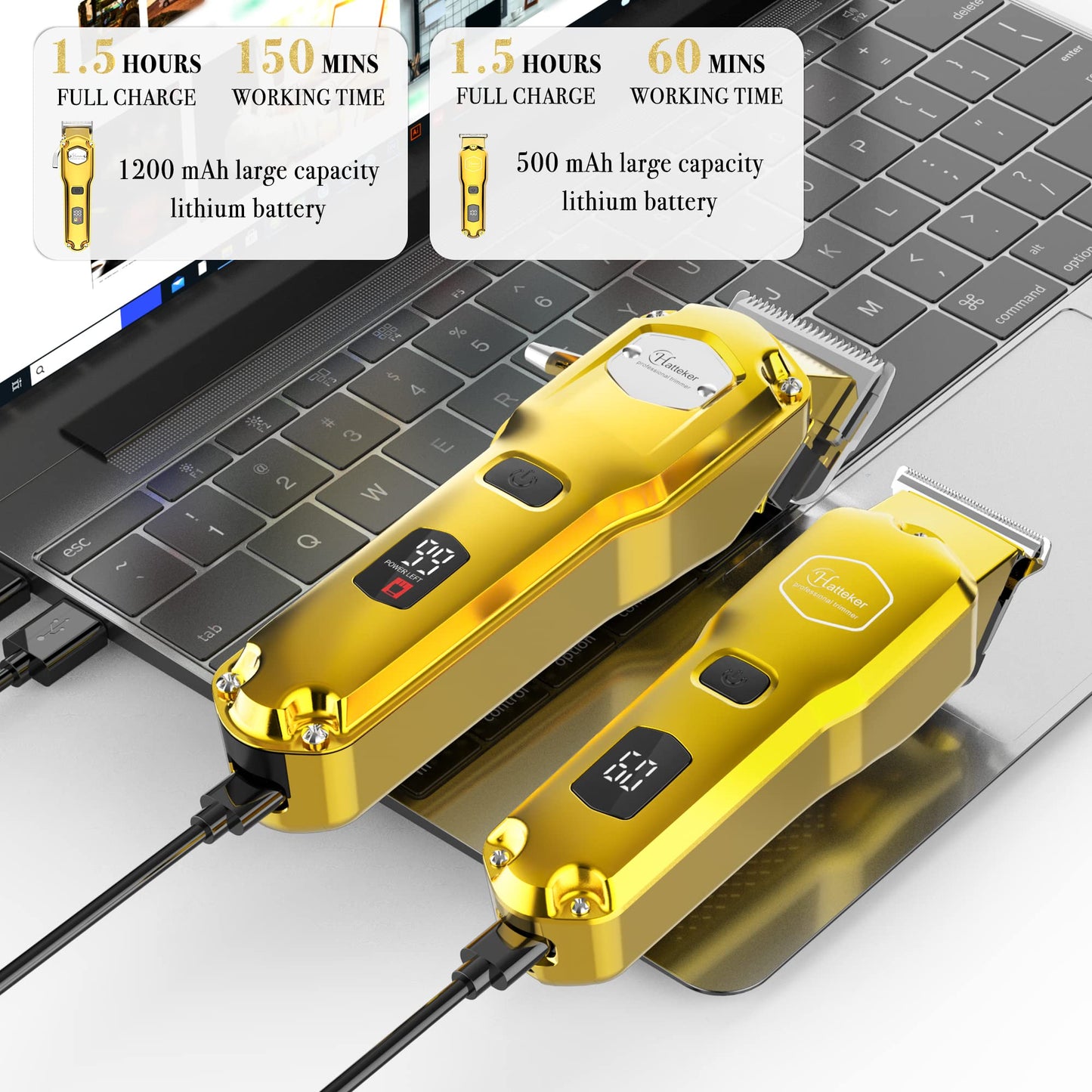 Hatteker Hair & Beard Trimmer Kit for Men - IPX7 Waterproof, T-Blade, Professional USB Rechargeable (Gold) Beauty and Personal Care Hatteker