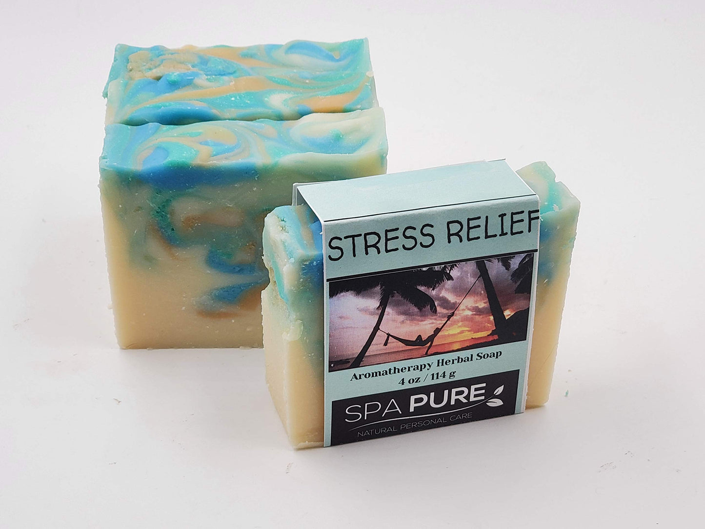 Spa Pure Aromatherapy Vegan Soap: Herbal Stress Relief, made with plant based ingredients, essential oils, all natural, 4.5 oz each (Stress Relief) Beauty & Personal Care Spa Pure