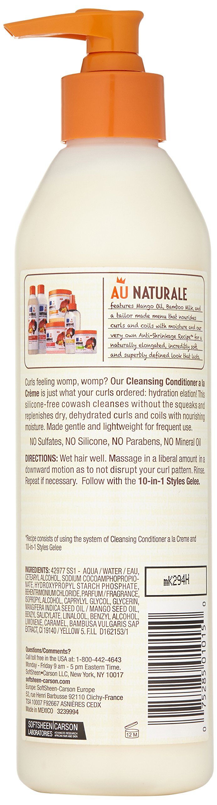 Dark and Lovely Au Natural Anti-Shrinkage Cleansing Conditioner A La Creme, 13.5 Fluid Ounce