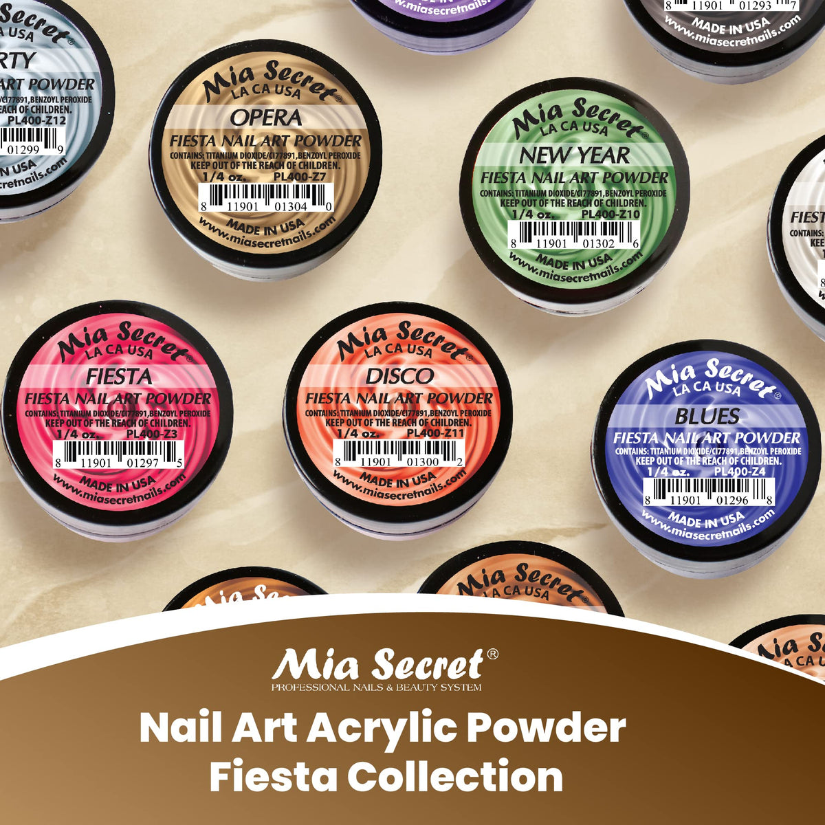 Mia Secret Nail Art Acrylic Powder Fiesta Collection