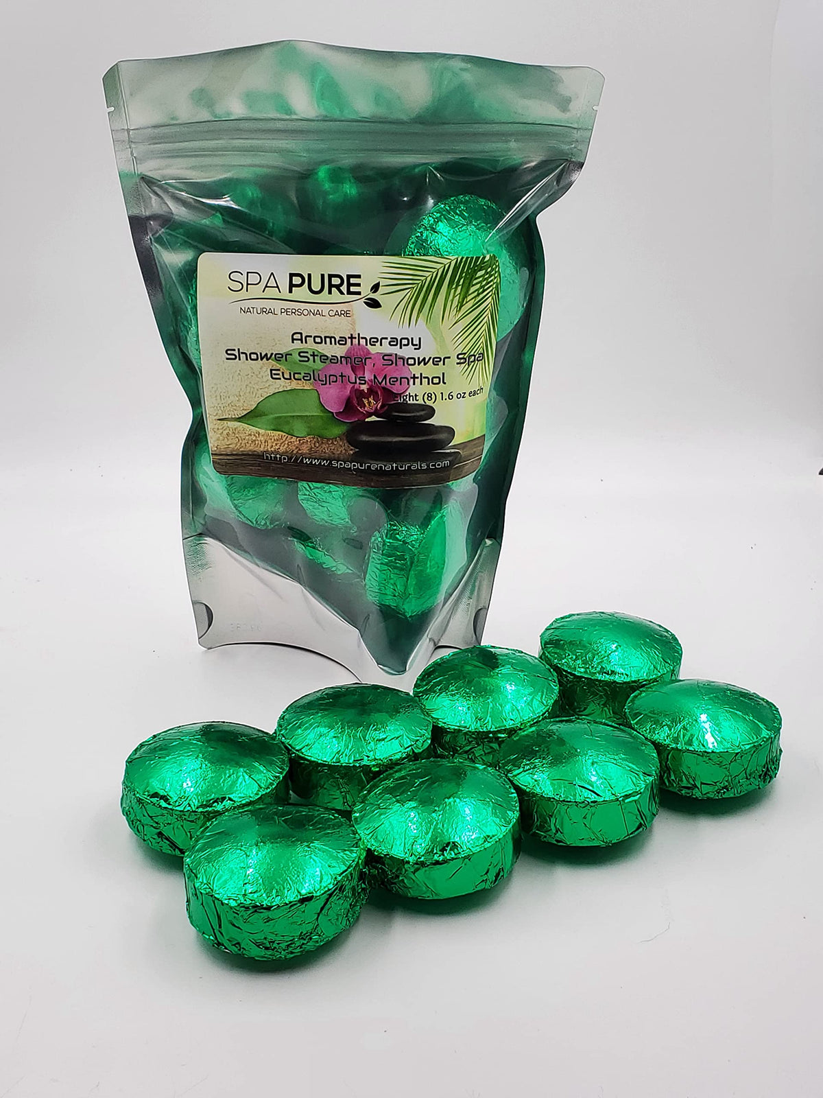 Menthol Eucalyptus Aromatherapy Shower Bombs: Large Fizzies Made with 100% Natural/Organic Essential Oils - Transform Your Shower (8 Count) Pack of 1 Beauty & Personal Care Spa Pure