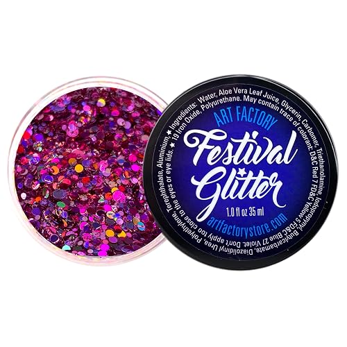 Art Factory Diva Pink Chunky Body Glitter Gel - Holographic & Matte Cosmetic Glitter for Face, Hair & Body - Festival Rave Makeup, Long Wear Hair Beauty & Personal Care Art Factory