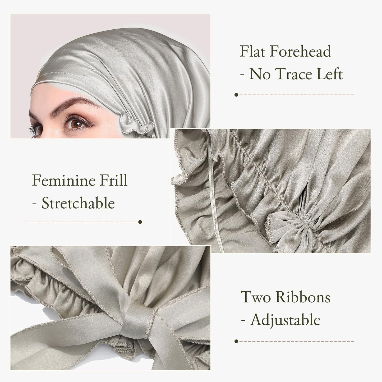 LilySilk Silk Bonnet for Sleeping Womens Sleep Cap 100% 19MM Mulberry Silk for Long Curly Hair Adjustable Stretchy Silvergray Beauty and Personal Care LilySilk