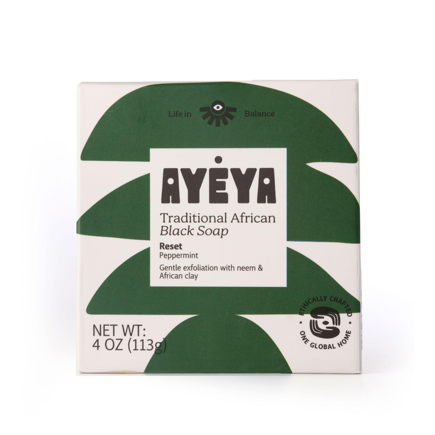AYÉYA African Black Soap Bar, Peppermint (Reset) - Exfoliating Bar Soap for Acne-Prone Skin with Neem Oil, 4 Oz Beauty & Personal Care Ayeya