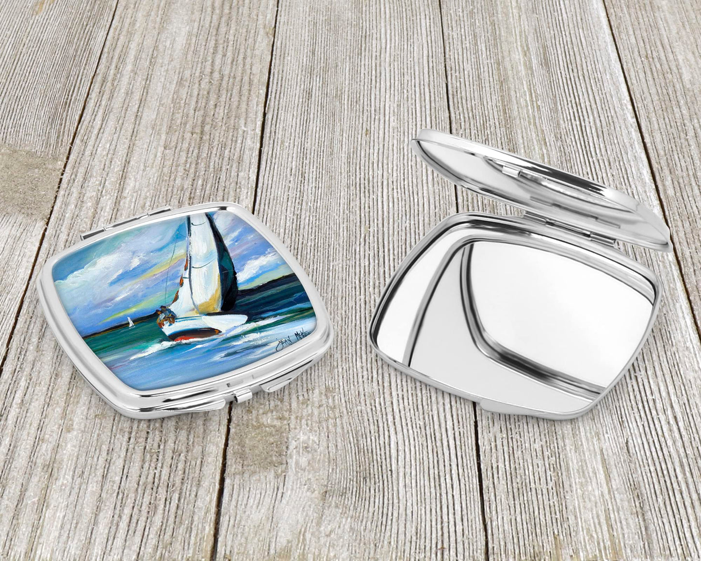 Caroline's Treasures JMK1232SCM Two and a Sailboat Compact Mirror Decorative Travel Makeup Mirror for Women Girls Gifts Pocket Makeup Mirror Folding Beauty & Personal Care Caroline's Treasures