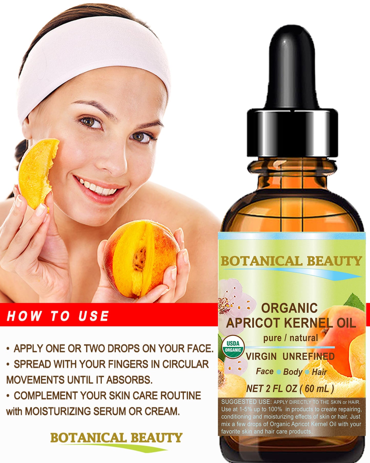 Botanical Beauty ORGANIC APRICOT KERNEL OIL Australian. 100% Pure Virgin Unrefined Cold Pressed Carrier Oil 1 oz- 30 ml. For Face, Hair, Body, Nails Beauty & Personal Care Botanical Beauty