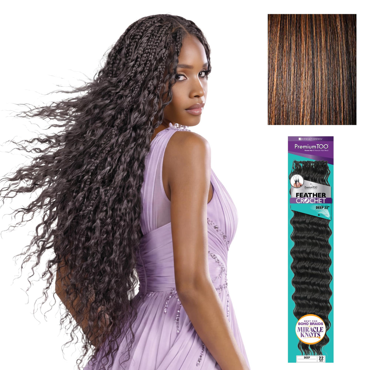 Sensationnel PremiumToo Feather Crochet Braids-Deep,22 inch, S1B/30