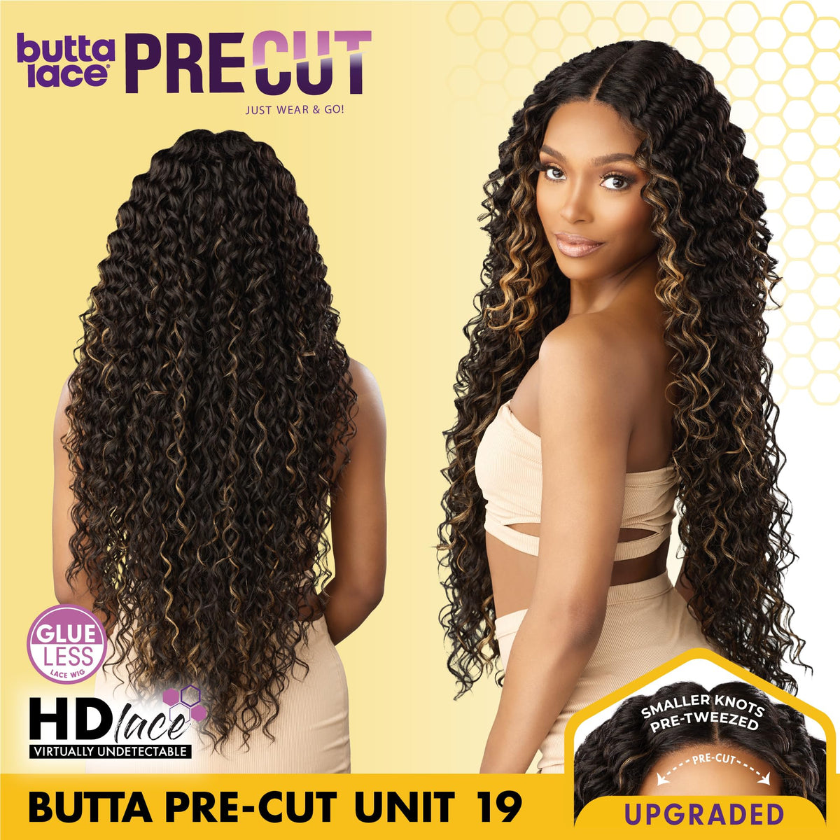 Sensationnel Butta Lace Precut Wig-Unit 19, 1B OFFBLACK