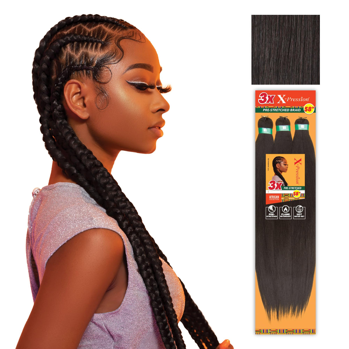 Sensationnel X-Pression Prestretched Braids-3X 58in,2pk 2 DARKBROWN