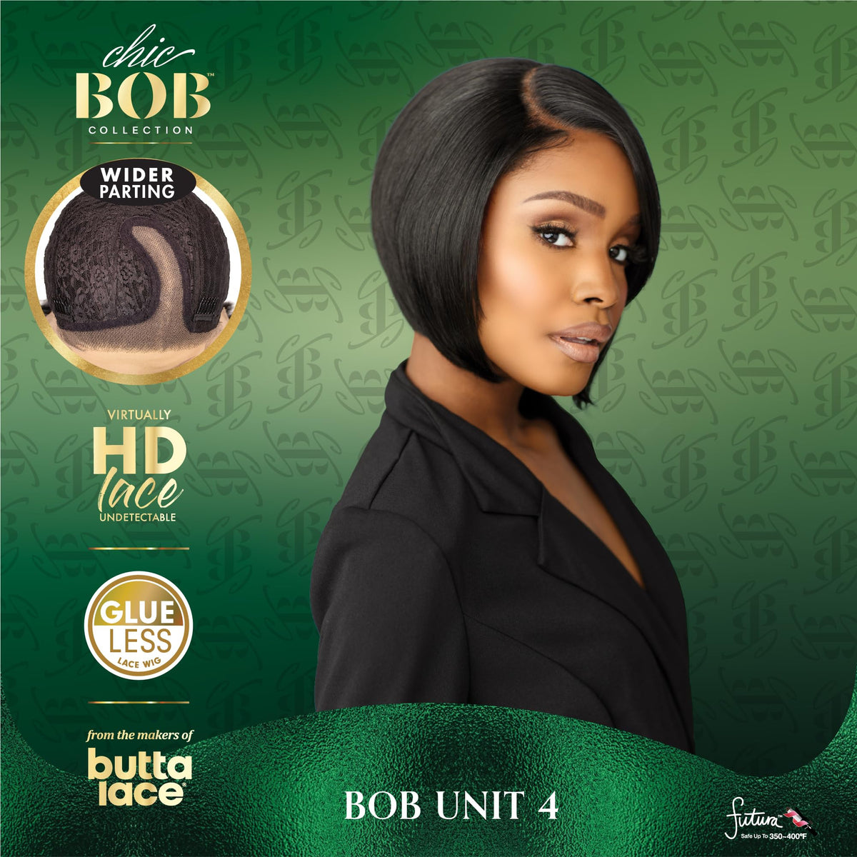 Sensationnel Chicbob Lace Frontwig-Bob Unit 4, 1 JETBLACK
