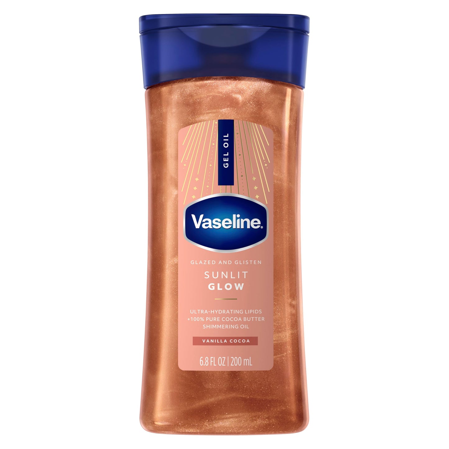 Vaseline Glazed and Glisten Sunlit Glow Body Gel Oil Vanilla Cocoa Shimmering with Ultra-Hydrating Lipids and 100% Pure Cocoa Butter, 6.8 Oz Beauty & Personal Care Vaseline