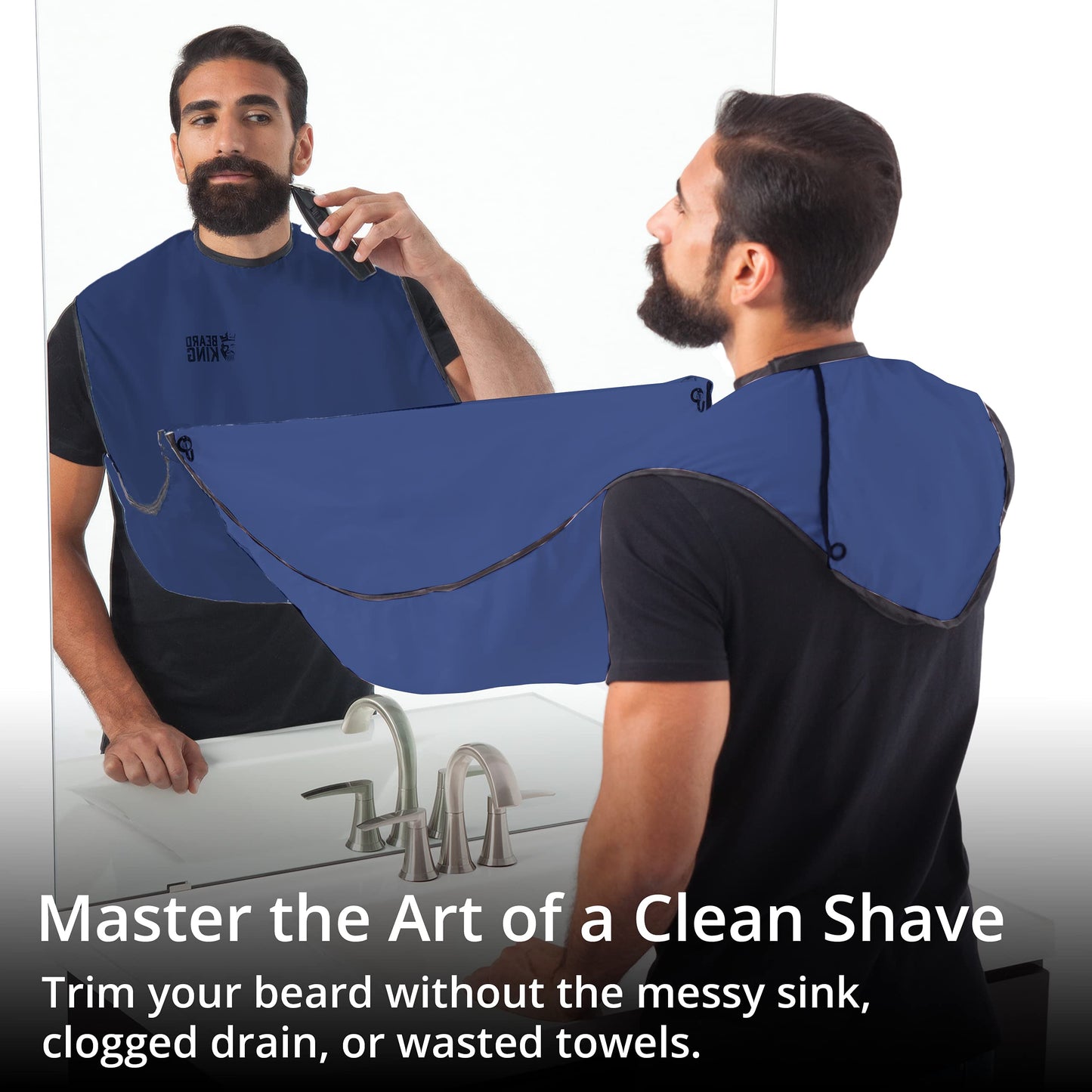 BEARD KING Beard Bib Apron - As Seen on Shark Tank - Gifts for Him, Stocking Stuffers for Men, Mens Gift, Blue Beauty and Personal Care BEARD KING