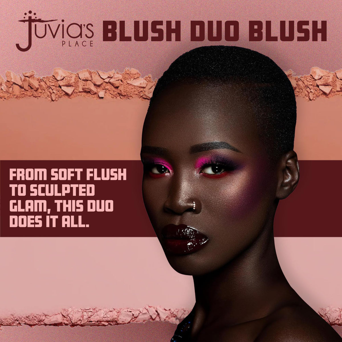 Juvia's Place Duo Blush Vol. 2, Rosy Matte Pressed Powder - All Skin Color