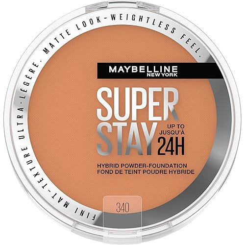 Maybelline Super Stay Up to 24HR Hybrid Powder-Foundation, Medium-to-Full Coverage Makeup, Matte Finish, 340, 1 Count Beauty & Personal Care MAYBELLINE