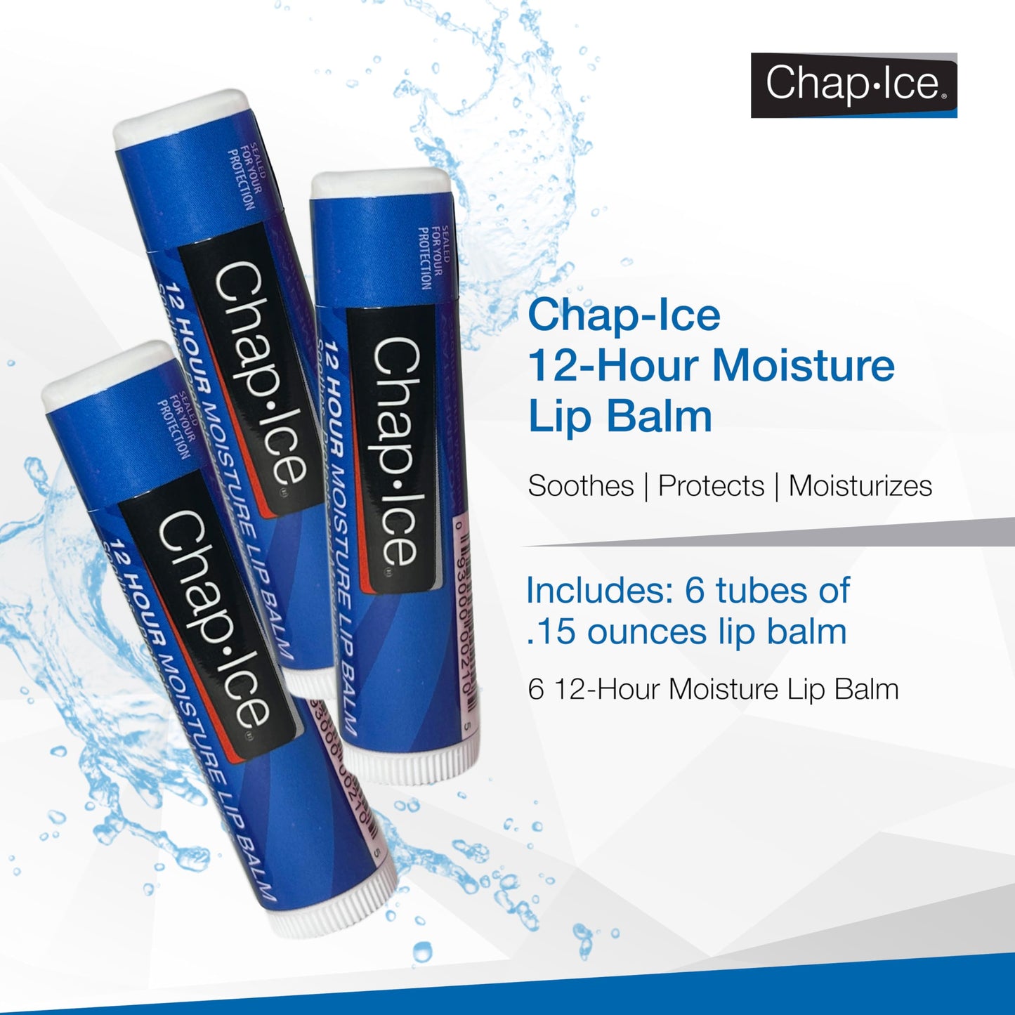 Moisturizing Lip Balm SPF 15 - 6 Pack Lip Balm Sticks, Hydrating & Protective Formula Beauty & Personal Care CHAP-ICE