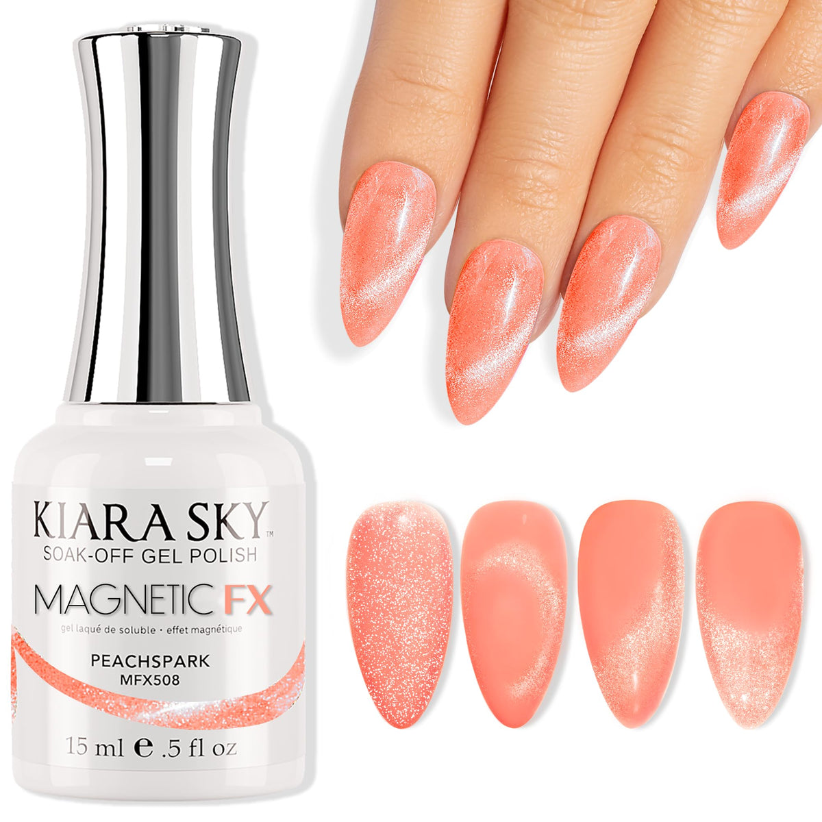 KIARA SKY Cat Eye Gel Nail Polish 15ml | Peach Nude Champagne Beige Magnetic FX Gel Polish Soak Off | UV LED Nail Lamp | Metallic Velvet Cat Eye