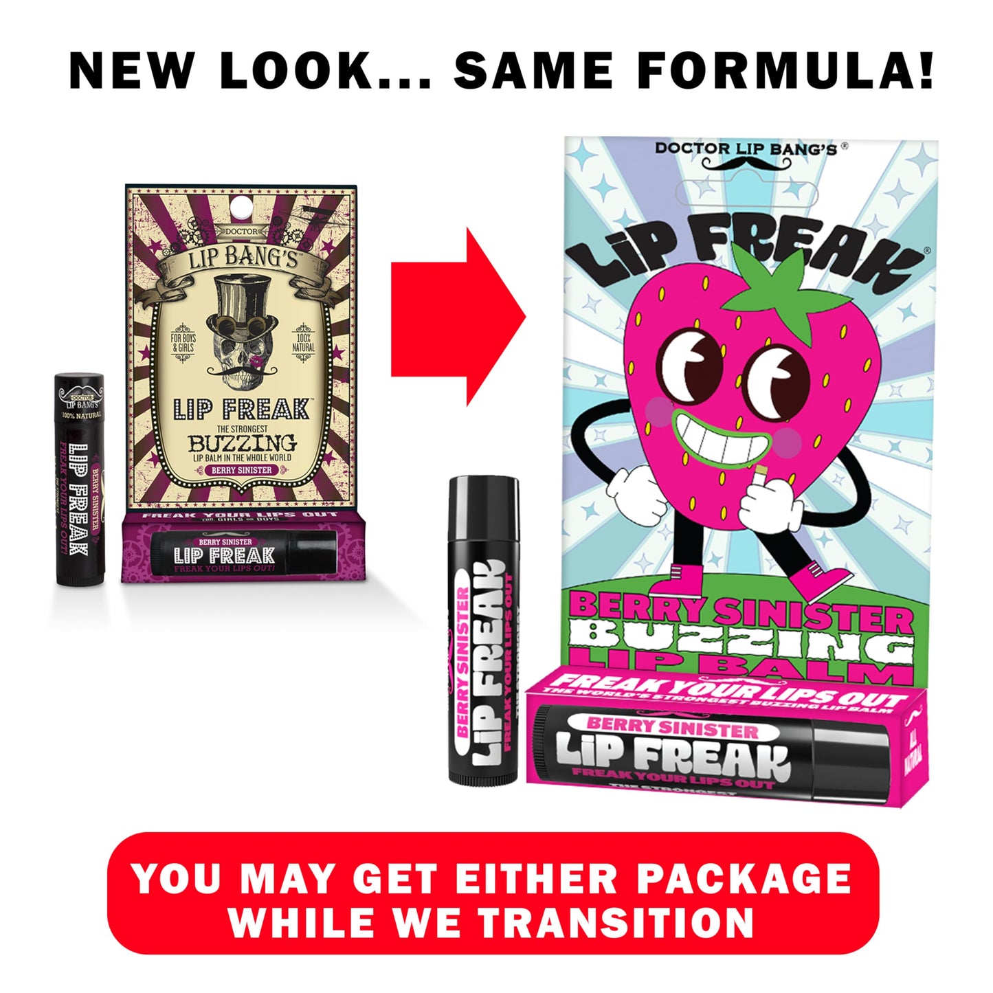 Doctor Lip Bang's BUZZING Lip Balm - Lip Freak - 100% All Natural - Cruelty Free - Berry Sinister - 2 Pack Beauty and Personal Care Doctor Lip Bang's