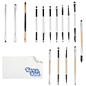 Kare & Kind 15 pcs Double Ended Eye Makeup Brushe Set - Highlight, Contour, Blend Makeup Cosmetics - Liquid Makeup, Powder, Foundation, Concealer Beauty & Personal Care Kare & Kind