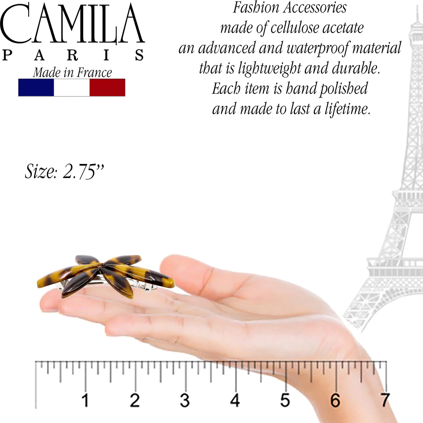 Camila Paris CP2880 French Hair Barrette Clip for Girls Flower, Tokyo, Automatic Clasp Strong Hold Grip Hair Clips for Women, No Slip and Durable Beauty & Personal Care Camila