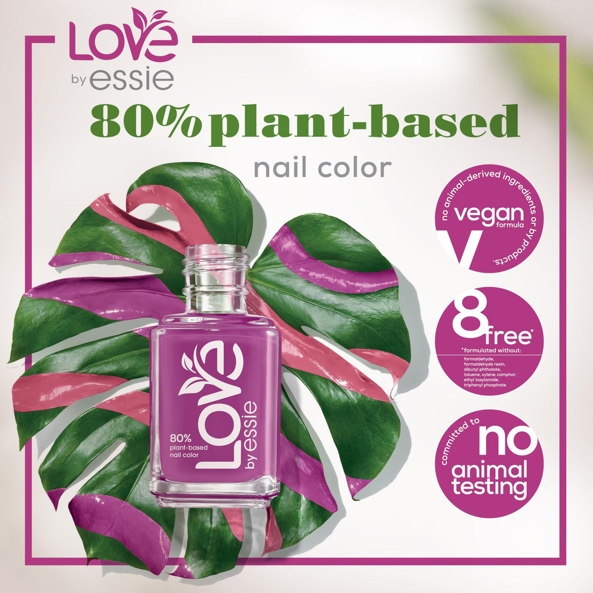 LOVE by essie Nail Polish, 80% Plant-based, Salon-Quality, Vegan, Pink, Spinning In Joy, 0.46 Fl Oz