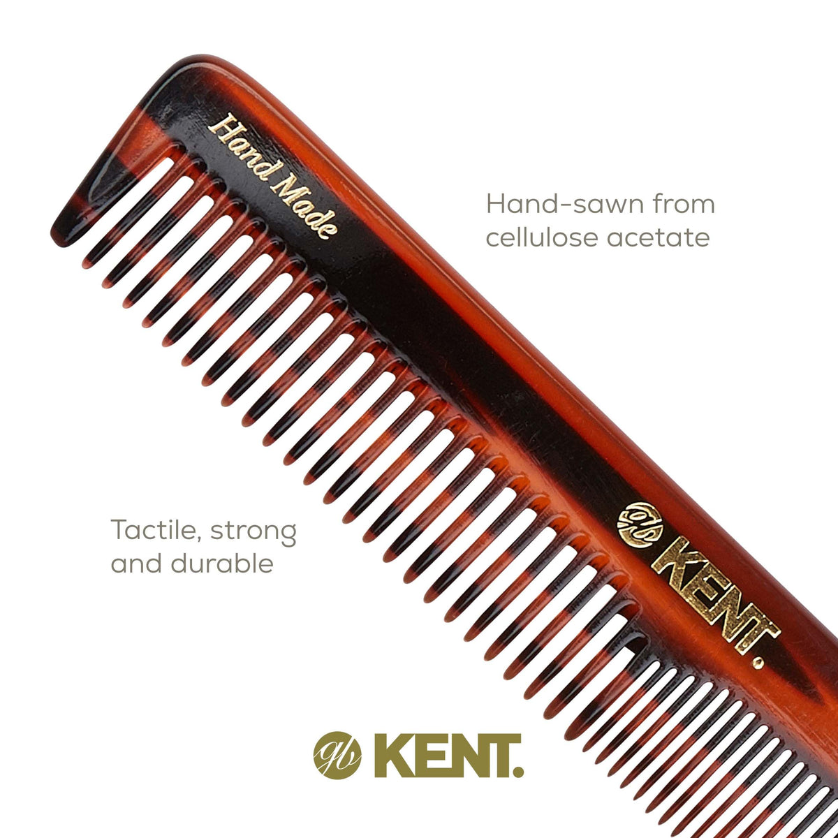 Kent 5T 6.6 Inch Double Tooth Dressing Comb, Fine and Wide Tooth for Hair, Beard, and Mustache Styling and Grooming - Coarse and Fine for Men, Women,