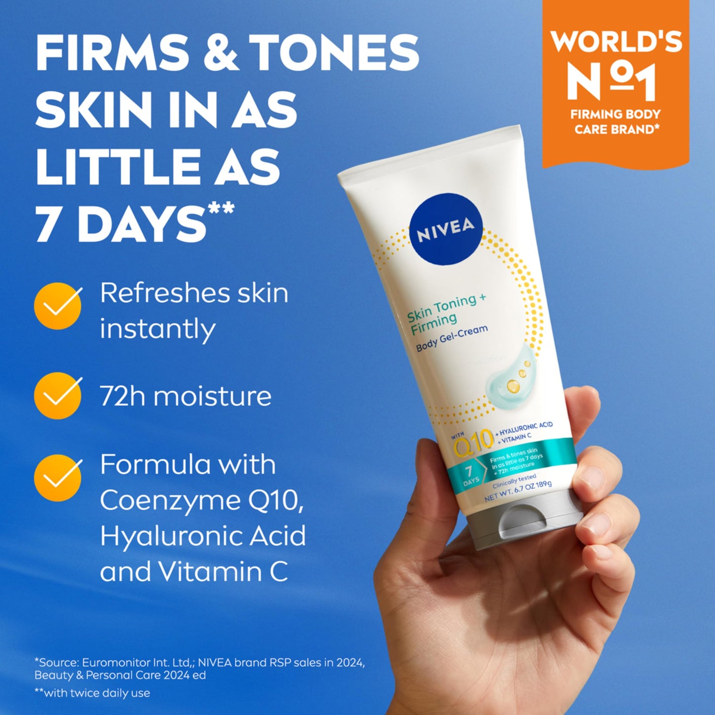 NIVEA Skin Firming & Toning Body Gel Cream with Q10, Hyaluronic Acid and Vitamin C, Clinically Tested Skin Firming & Toning Cream, 72-Hour Moisture Beauty & Personal Care NIVEA
